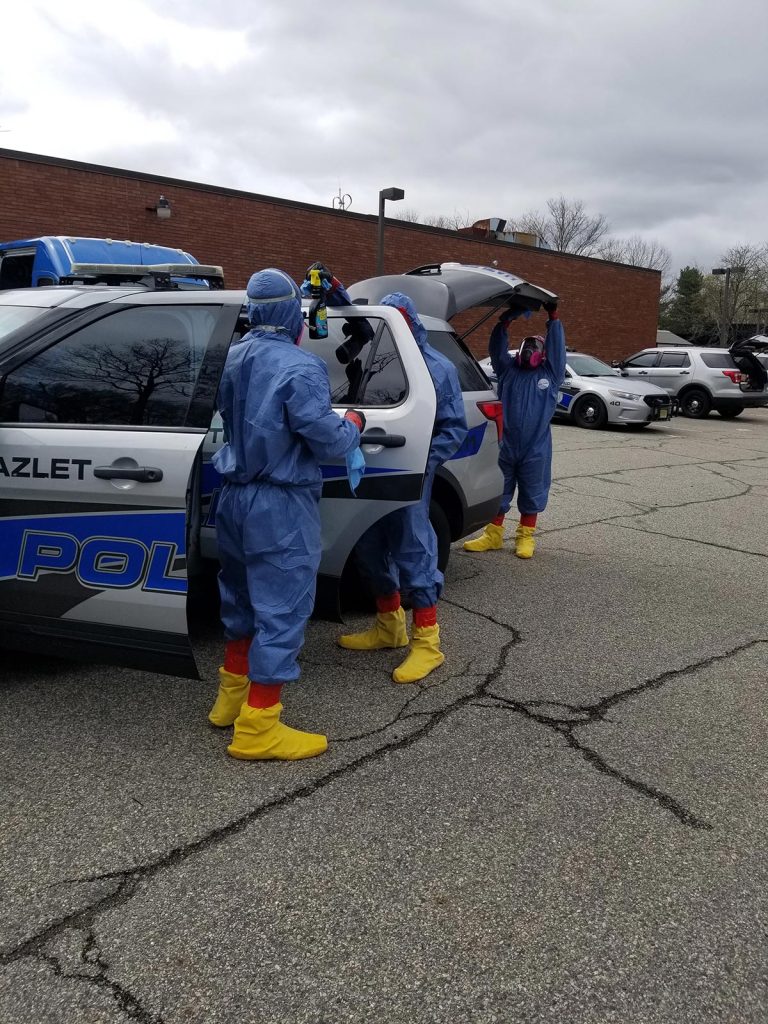 coronavirus disinfecting police cars
